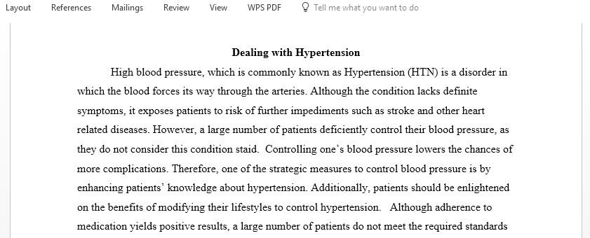 Discussion on dealing with Hypertension disorder