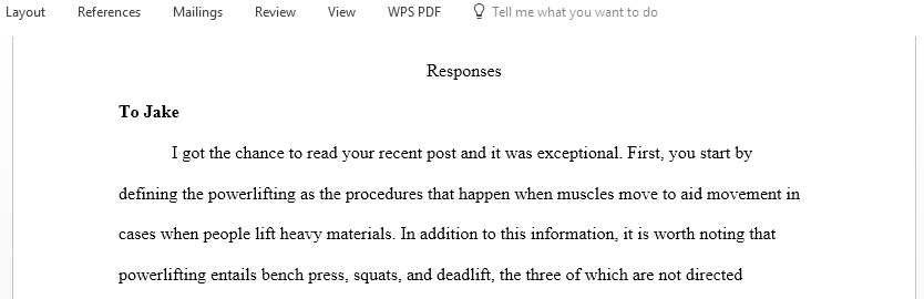 Respond to peers on benefits muscle training