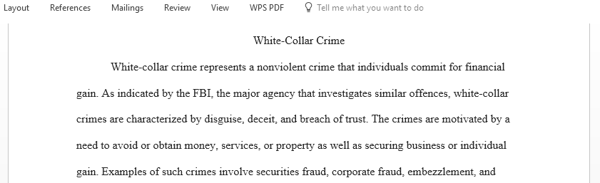 Write a paper that relate to white-collar crime