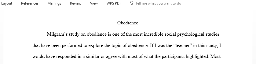 Discussion on Milgram study on obedience