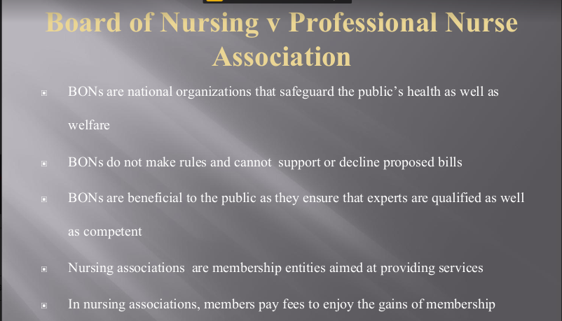 Comparison of boards of nursing and professional nurse associations