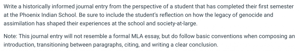 Write a historical informed journal entry from the perspective of a student that has completed their first semester at the Phoenix Indian School