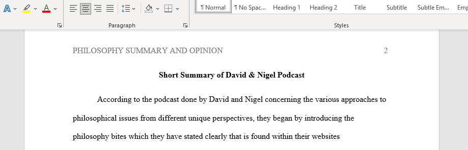 Short Summary of David & Nigel Podcast