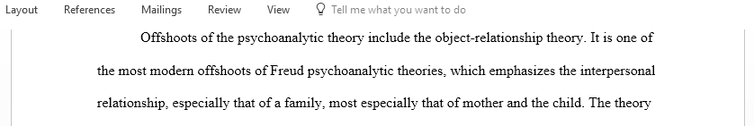 Explore the various offshoots of psychoanalytic theory online and choose one theory to review