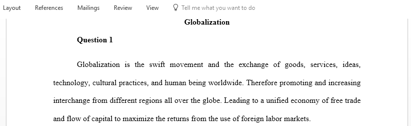 Define the concept globalization