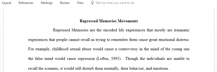 Briefly describe the repressed memory movement