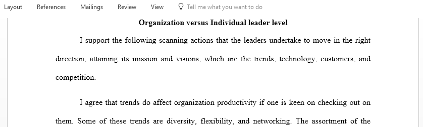 Looking at the level of the organization vs the level of individual leader what are some of the actions leaders can take to make scanning effective