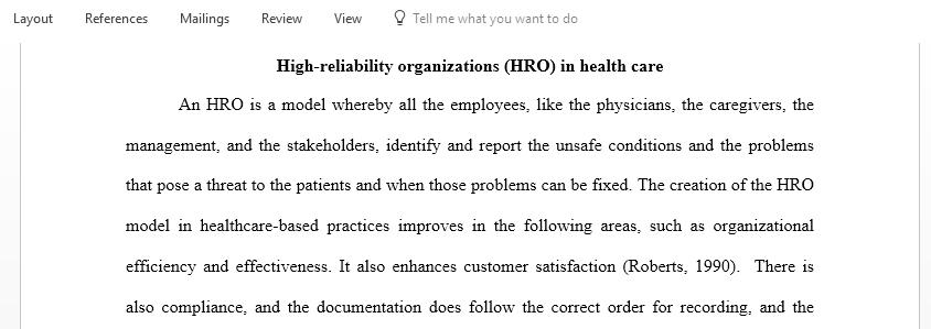 High reliability organizations