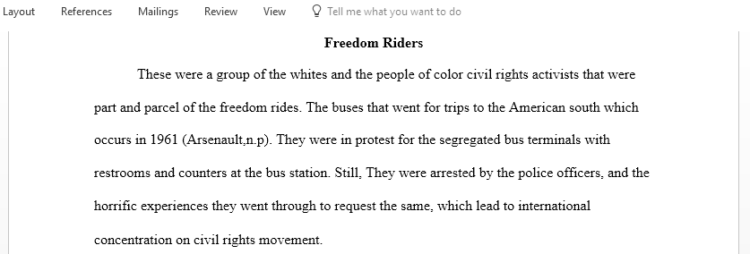 Reflective Writing for Freedom Riders documentary