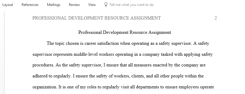 Professional Development Resource Assignment