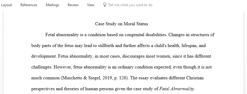 What is the Christian view of the nature of human persons and which theory of moral status is it compatible with