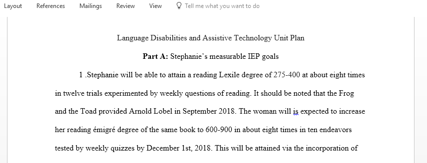 Discuss Language Disabilities and Assistive Technology Unit Plan