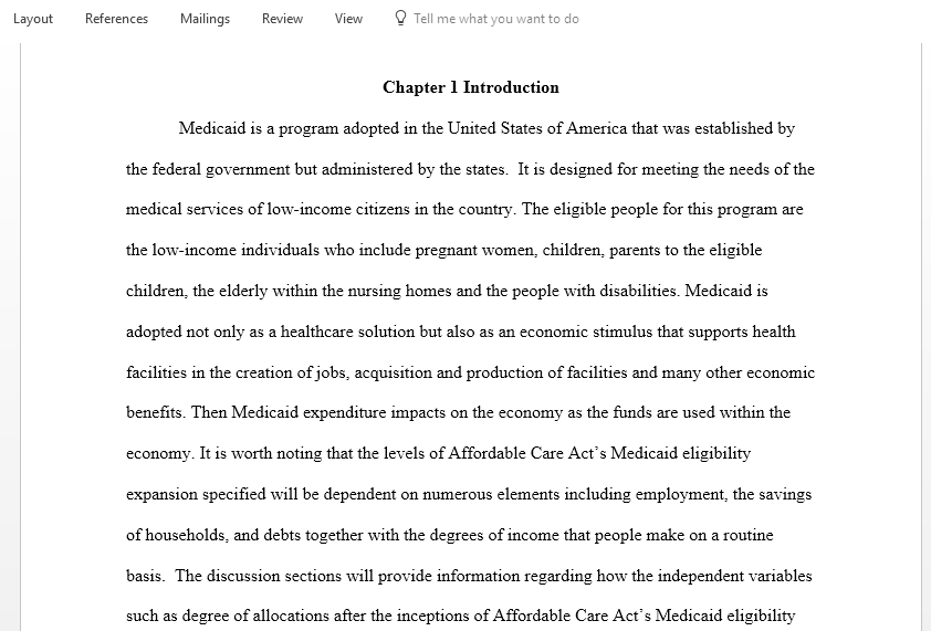 Research Project Draft on Economic Effects of Medicaid Expansion