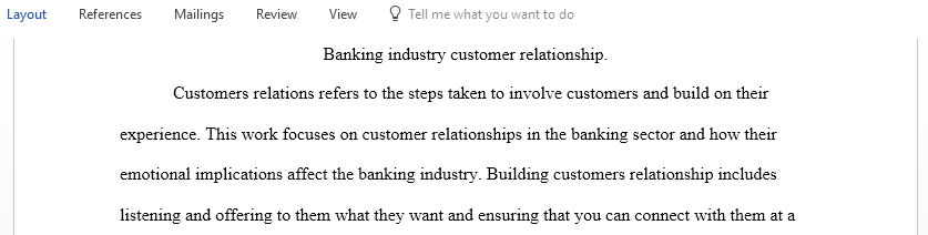 Banking industry customer relationship