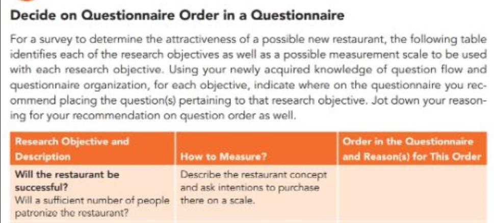 Decide on Questionnaire Order in a Questionnaire