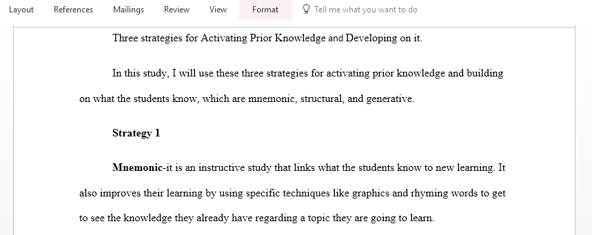Strategies for Activating Prior Knowledge and Developing on it