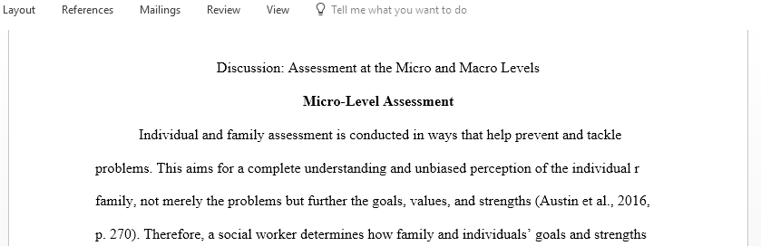 Discuss Assessment at the Micro and Macro Levels