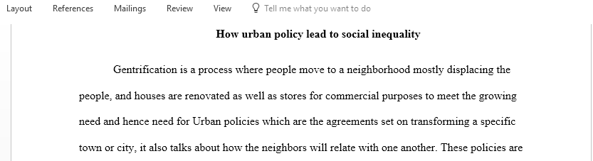 How is urban policy and social inequalities linked