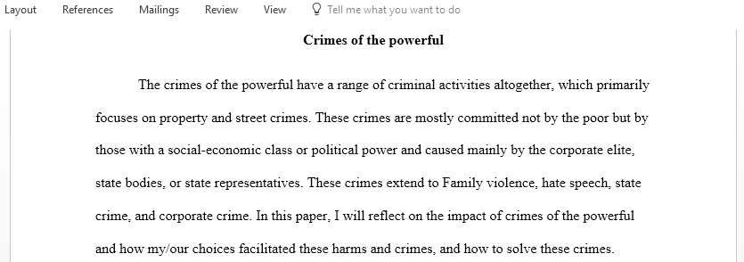 Provide an intellectual critique discussing your own role in facilitating crimes of the powerful