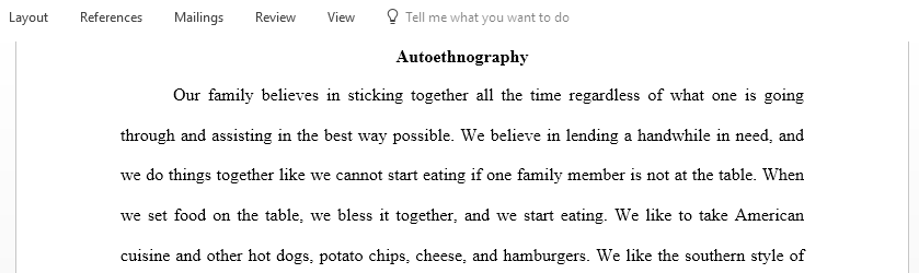 Explore your own cultural identity beliefs attitudes and assumptions about relationships and families by writing a short autoethnography