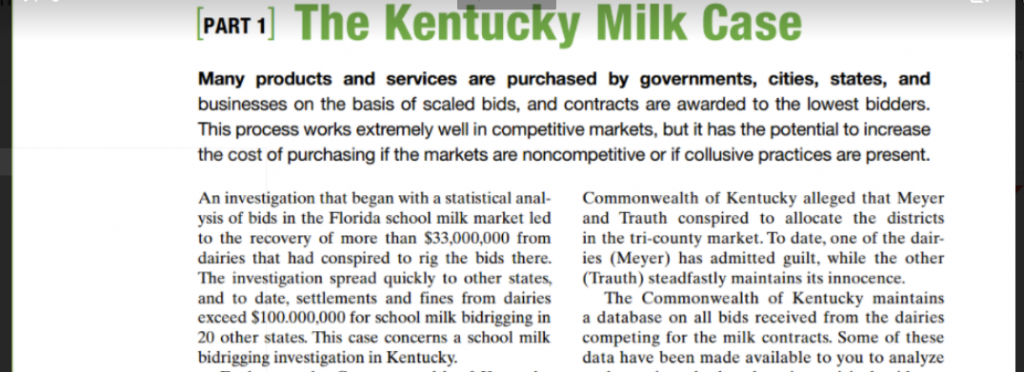 Complete the Case Study The Kentucky Milk Case