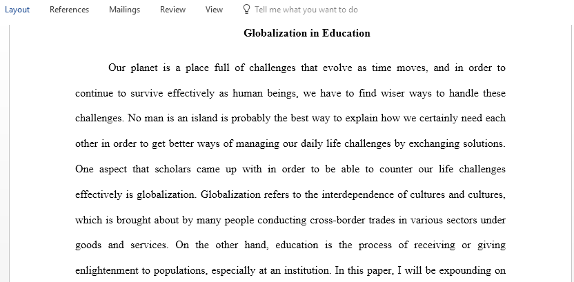 Write an Essay on Globalization in education