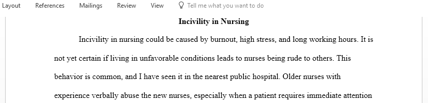 Incivility in Nursing