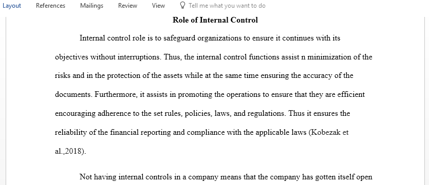 Role of Internal Controls