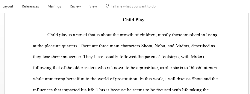 Child Play depicts children and the poor dealing with some very serious issues