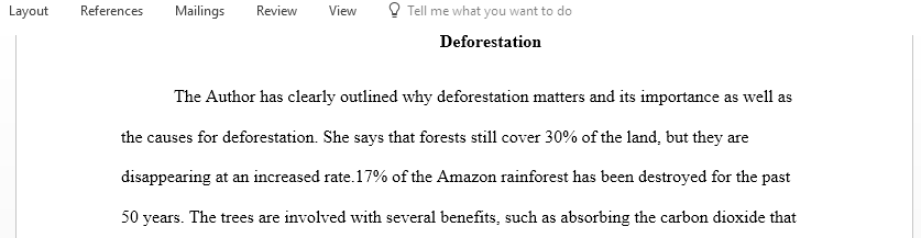 Review of the Deforestation article