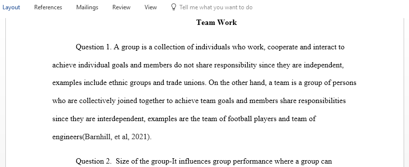 Differentiate between groups and teams