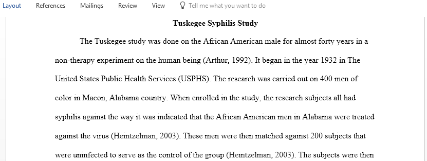Briefly summarize the Tuskegee Syphilis Study
