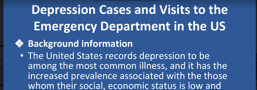 Evaluation of depression emergency department visits in the United States