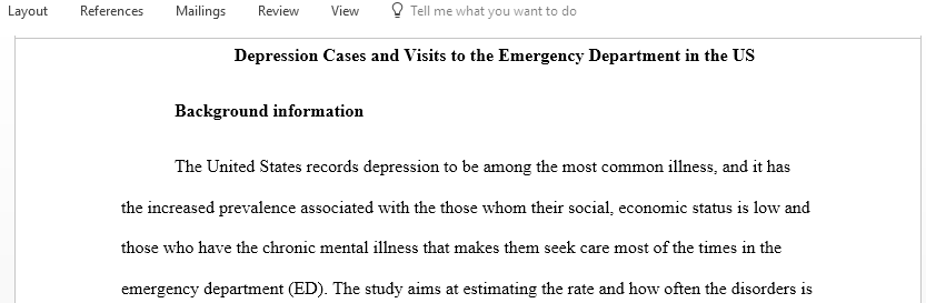 Evaluation of depression emergency department visits in the United States