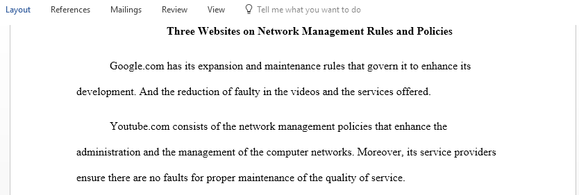 Policies and procedures relating to network management