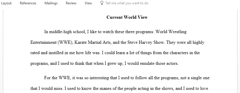 Pick three or four TV shows and briefly reflect on how they consciously or unconsciously affected the way that you approach the world