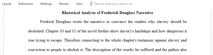 Rhetorical Analysis of Frederick Douglass Narrative