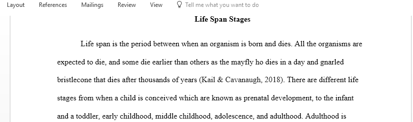 Identify two people or a caregiver who represent two different stages of the life span