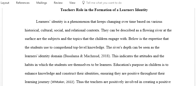 Teachers role in the formation of a learners identity