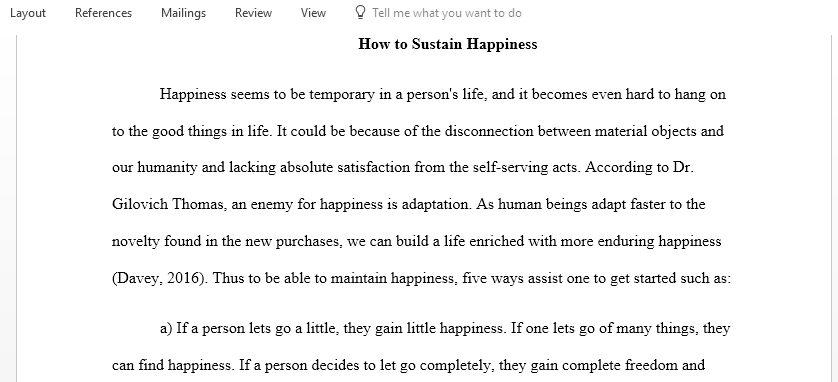 How to Sustain Happiness
