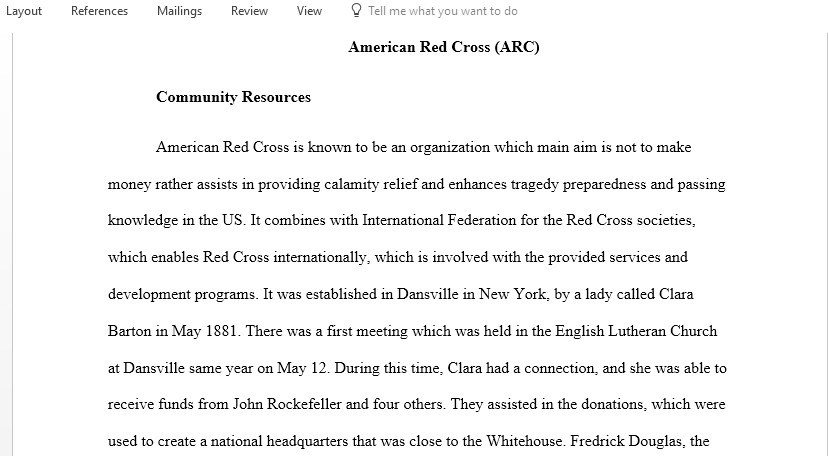 Research the American Red Cross to determine how it contributes to local safety improvements promotes equal opportunity and improves the quality of life within the community