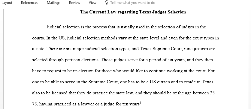 Research essay on how judges are selected in the Texas judiciary