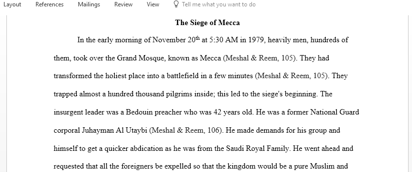 The siege of Mecca fear intimidation and death