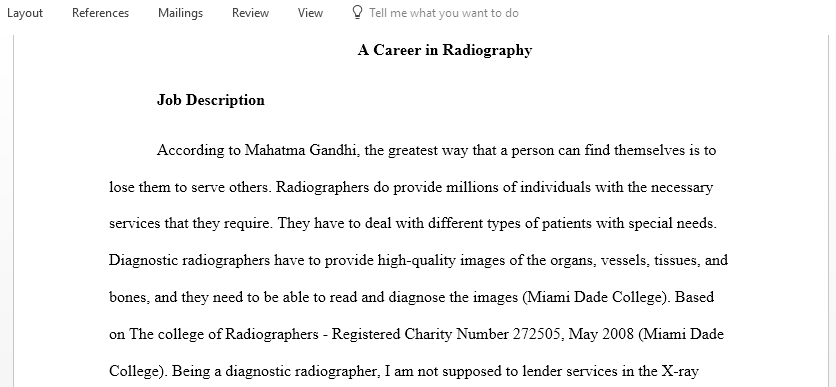 Write a research paper about a career in Radiography