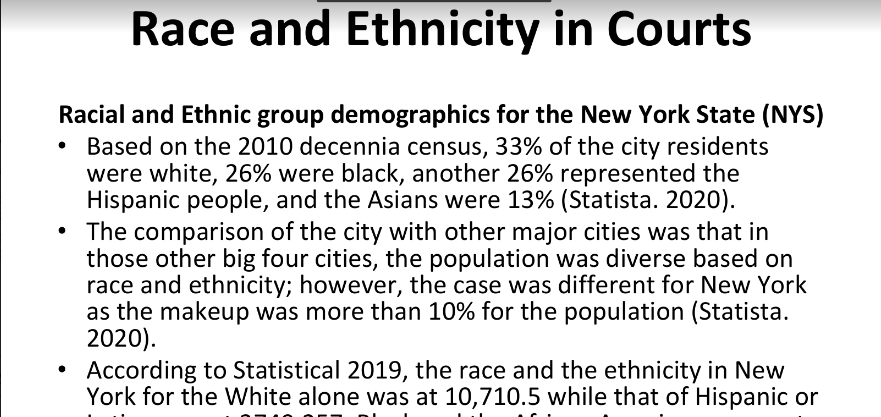 Summative Assessment on Race and Ethnicity in the Courts and Correctional department