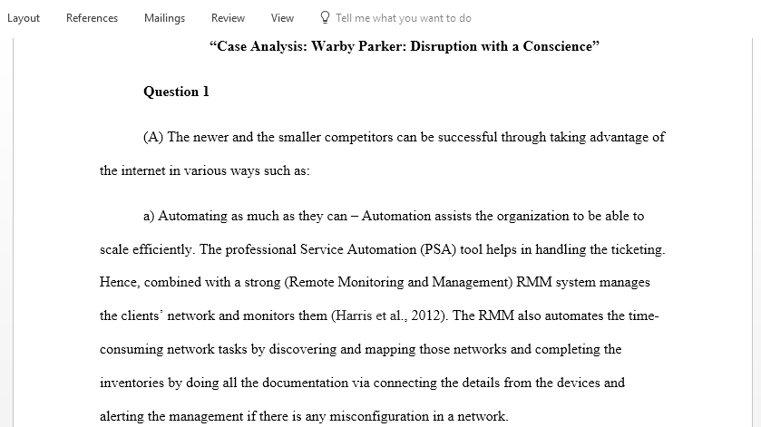 Case Analysis for Warby Parker Disruption with a Conscience