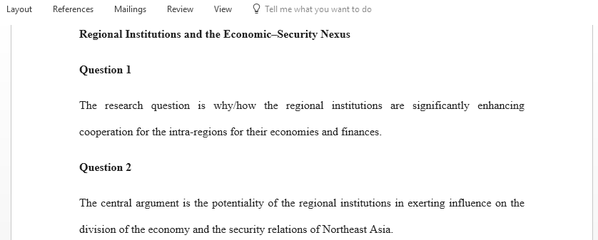 Regional Institutions and the Economic–Security Nexus
