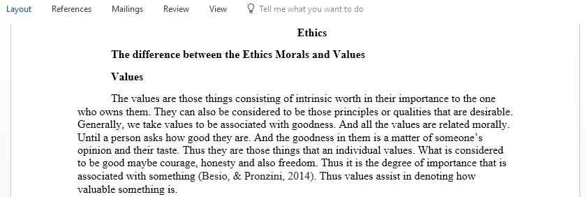 Explain the differences between ethics morals and values