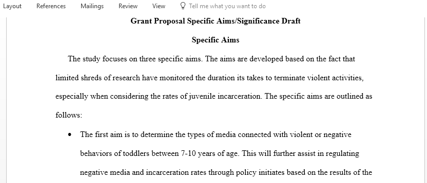 Grant Proposal Specific Aims and Significance Draft