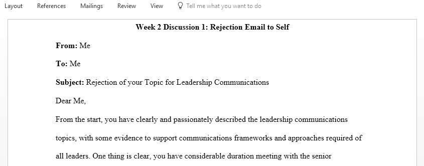 Write an email to your Senior Management requesting a meeting to present your Leadership Communications Topic